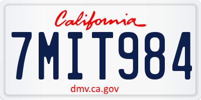 CA license plate 7MIT984