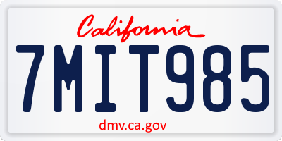 CA license plate 7MIT985