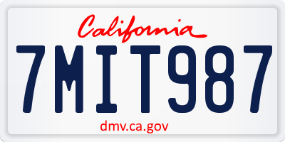 CA license plate 7MIT987