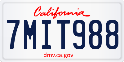 CA license plate 7MIT988