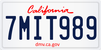 CA license plate 7MIT989