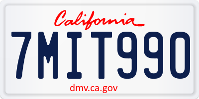 CA license plate 7MIT990