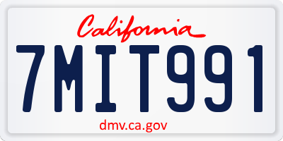 CA license plate 7MIT991