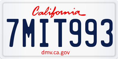 CA license plate 7MIT993