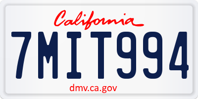 CA license plate 7MIT994
