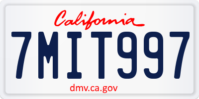 CA license plate 7MIT997