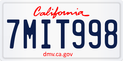 CA license plate 7MIT998