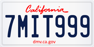 CA license plate 7MIT999