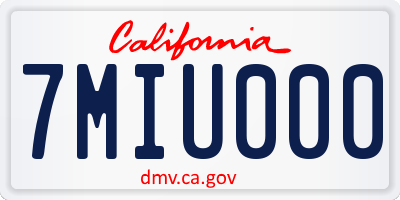 CA license plate 7MIU000