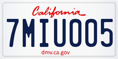 CA license plate 7MIU005