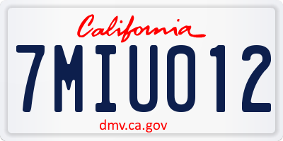 CA license plate 7MIU012
