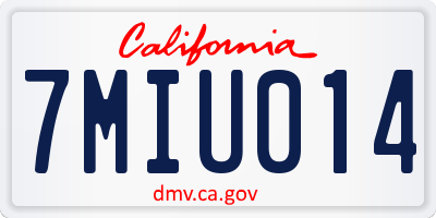 CA license plate 7MIU014