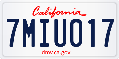 CA license plate 7MIU017