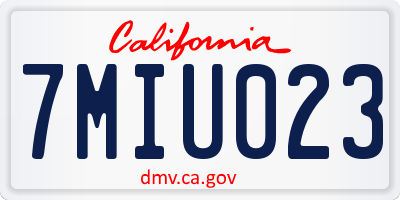 CA license plate 7MIU023