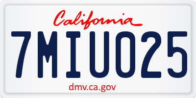 CA license plate 7MIU025