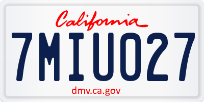 CA license plate 7MIU027
