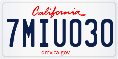 CA license plate 7MIU030