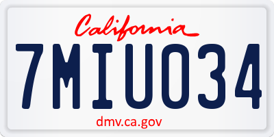 CA license plate 7MIU034