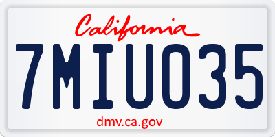 CA license plate 7MIU035