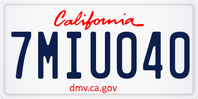 CA license plate 7MIU040