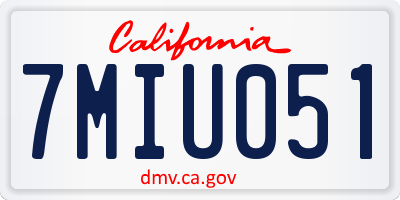 CA license plate 7MIU051
