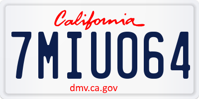 CA license plate 7MIU064