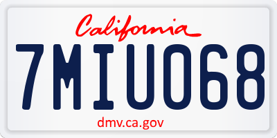 CA license plate 7MIU068