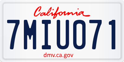 CA license plate 7MIU071