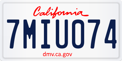 CA license plate 7MIU074