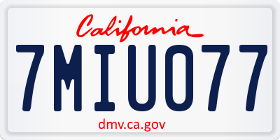 CA license plate 7MIU077