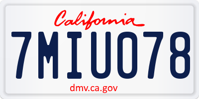 CA license plate 7MIU078