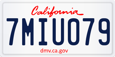 CA license plate 7MIU079