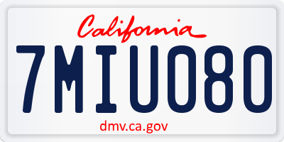 CA license plate 7MIU080