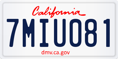 CA license plate 7MIU081