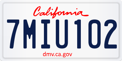 CA license plate 7MIU102