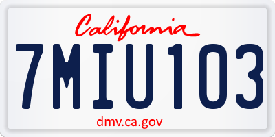 CA license plate 7MIU103