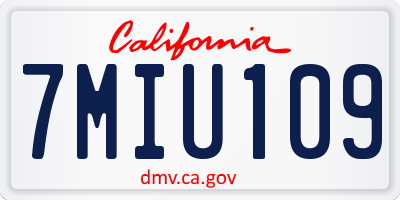 CA license plate 7MIU109