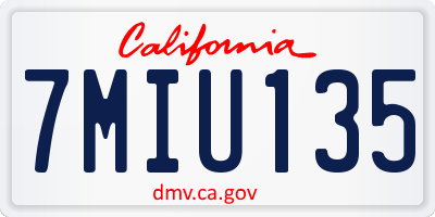 CA license plate 7MIU135