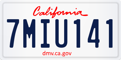 CA license plate 7MIU141