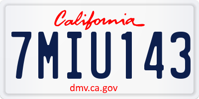 CA license plate 7MIU143