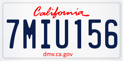 CA license plate 7MIU156
