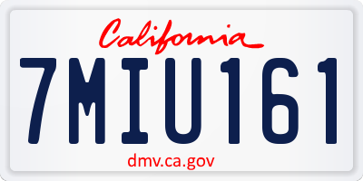 CA license plate 7MIU161