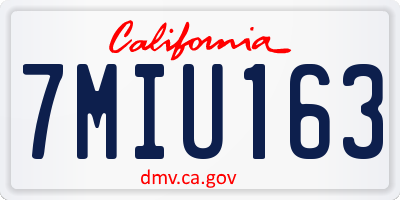 CA license plate 7MIU163