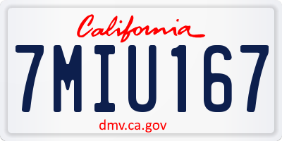 CA license plate 7MIU167