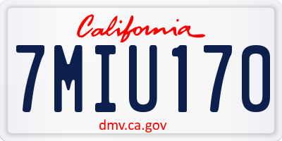 CA license plate 7MIU170