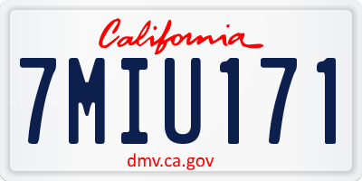 CA license plate 7MIU171