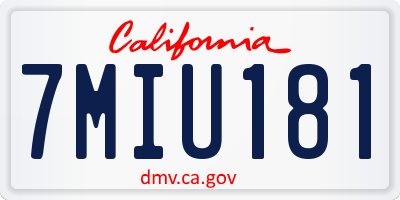 CA license plate 7MIU181