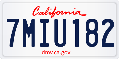 CA license plate 7MIU182