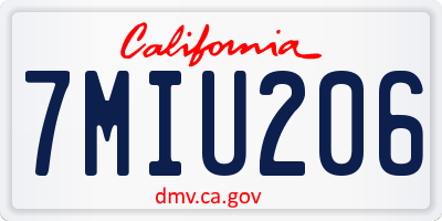 CA license plate 7MIU206