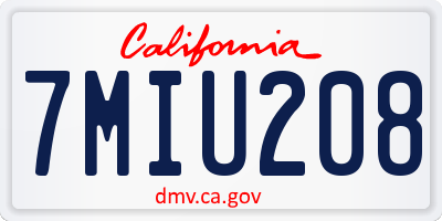 CA license plate 7MIU208